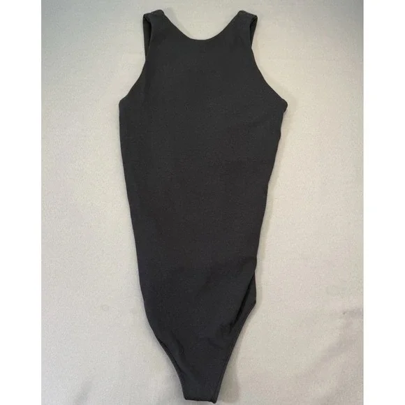 Abercrombie Fitch Crew Neck Black Bodysuit Women's Small Soft Stretch Keyhole - Picture 1 of 10